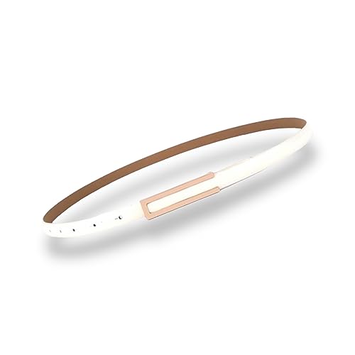 CaserBay Women's Belt Fashion Elegant Dress Skinny Patent Leather Belts Waistband Thin Waist Belt Alloy Gold Buckle, Off-White, For Waist 28"- 34", Women Size S-M, 4-6 - Image 2