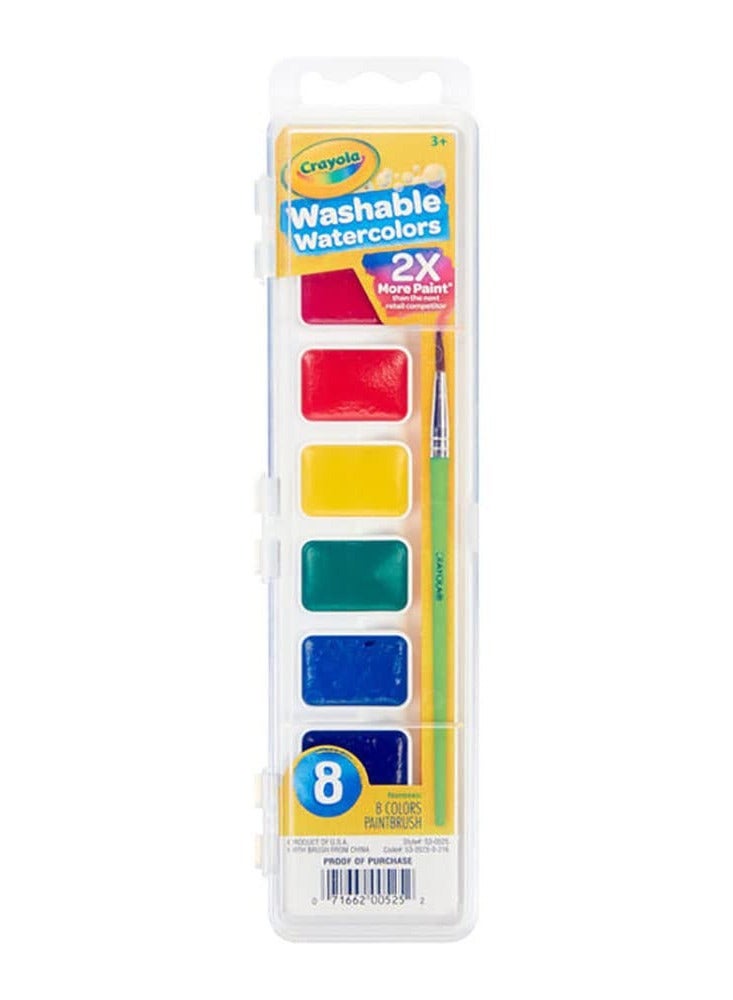 Crayola 8 Ct. Washable Watercolor Pans With Plastic Handled BRush - Image 1
