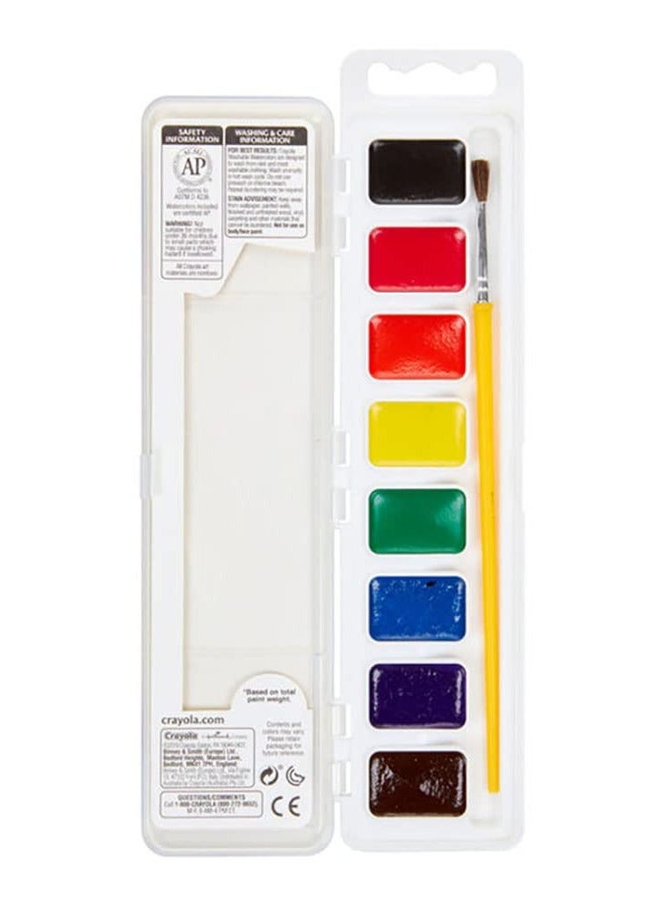 Crayola 8 Ct. Washable Watercolor Pans With Plastic Handled BRush - Image 3