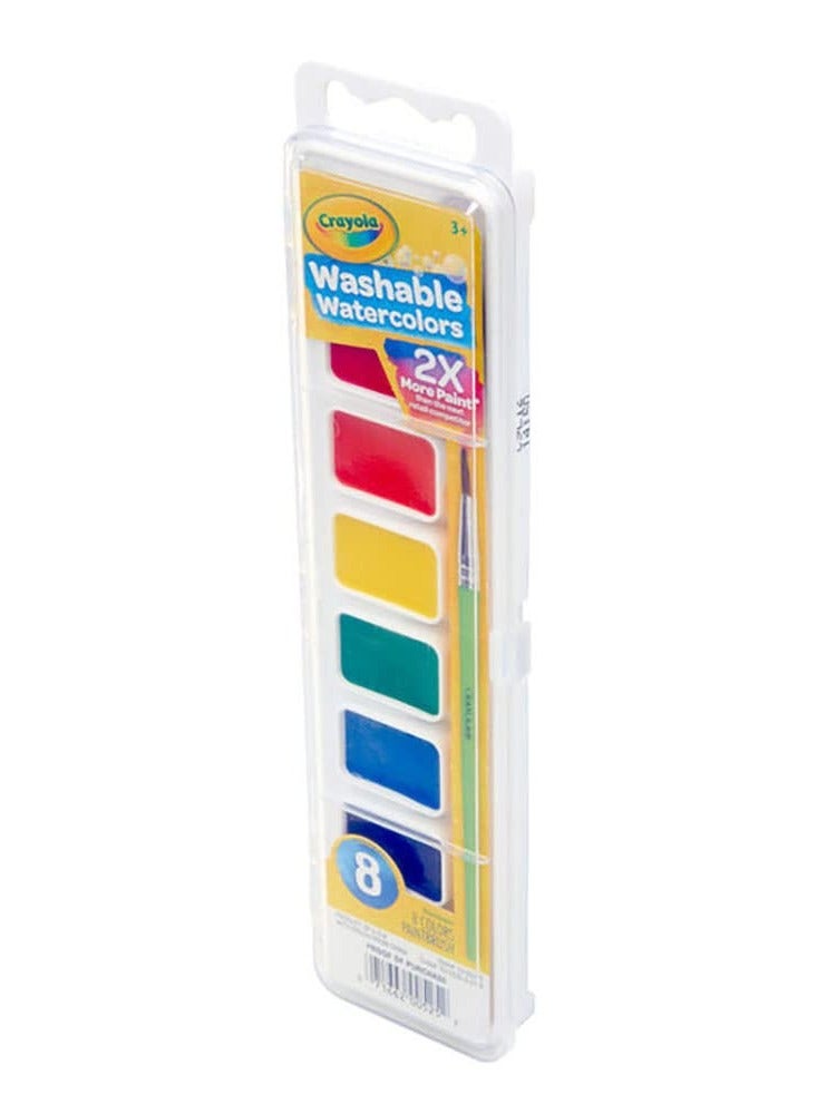 Crayola 8 Ct. Washable Watercolor Pans With Plastic Handled BRush - Image 5