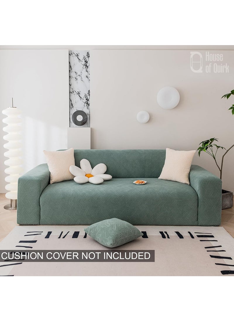 HOUSE OF QUIRK - House of Quirk Universal Double Seater 220 GSM Jacquard Fabric Sofa Cover Soft Touching Cover for Couch Flexible Stretch Sofa Slipcover (Green, 145-185cm) - Image 1