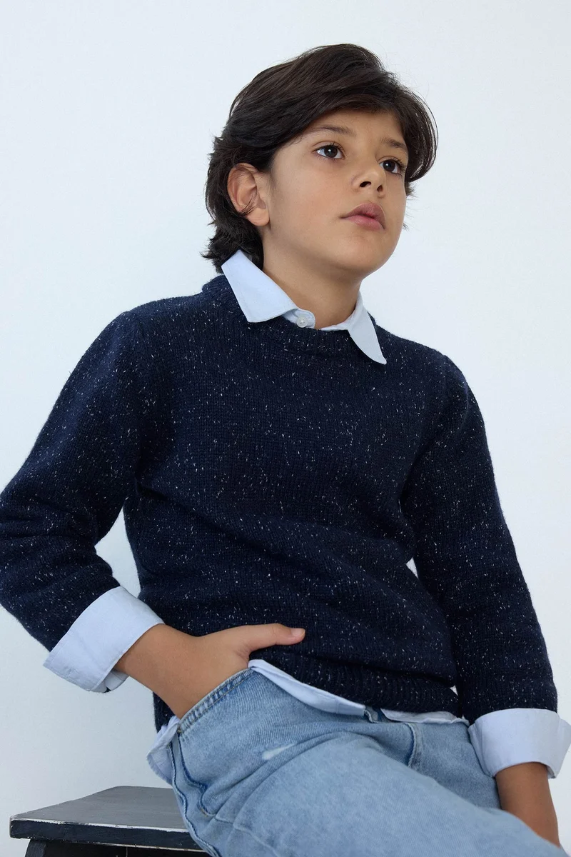 ديفاكتو Boy Regular Fit Crew Neck Pullover