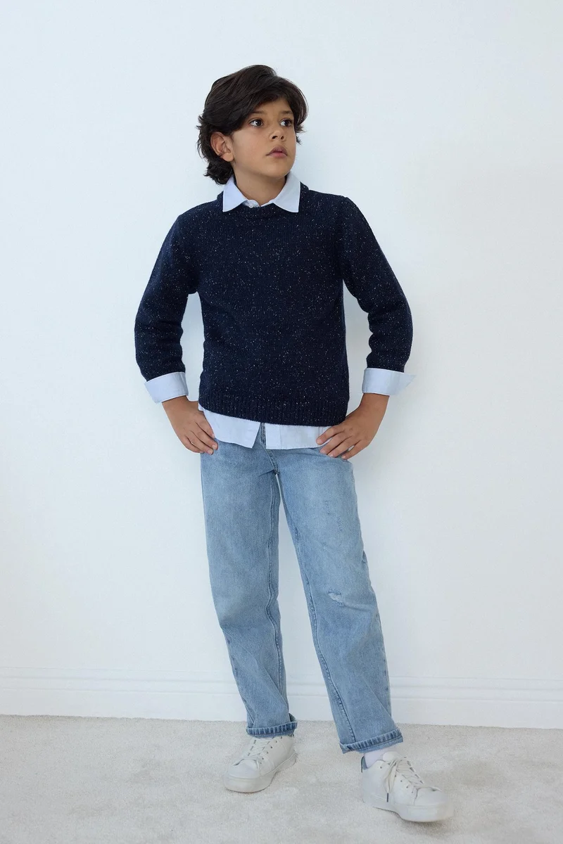 ديفاكتو Boy Regular Fit Crew Neck Pullover