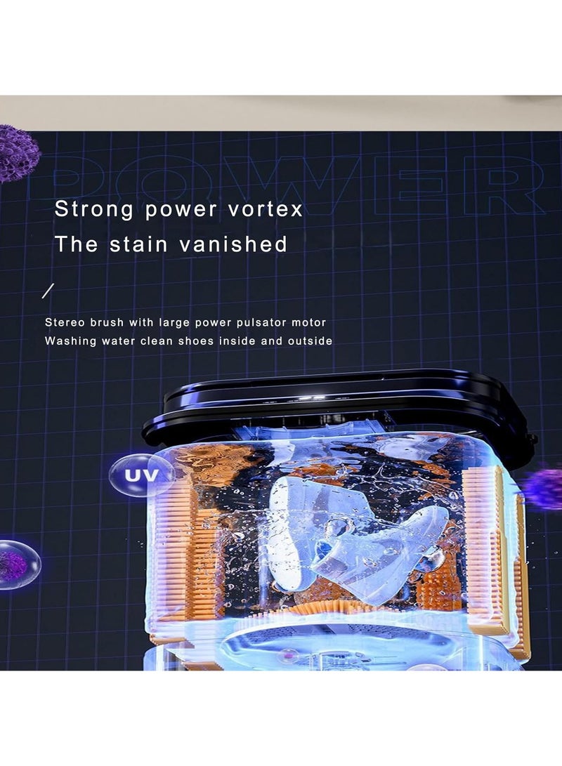 غسالة محمولة، 2 في 1 ضوء أزرق مدمجة محمولة غسالة أحذية كهربائية مصغرة مجفف دوار سعة 7 لتر، آلة غسيل شبه أوتوماتيكية - Image 5
