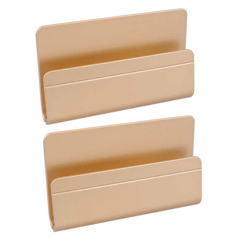Golden Wall Mounted Phone Holder 2 Pack Strong Adhesive Home Office Decor Rack - Image 2