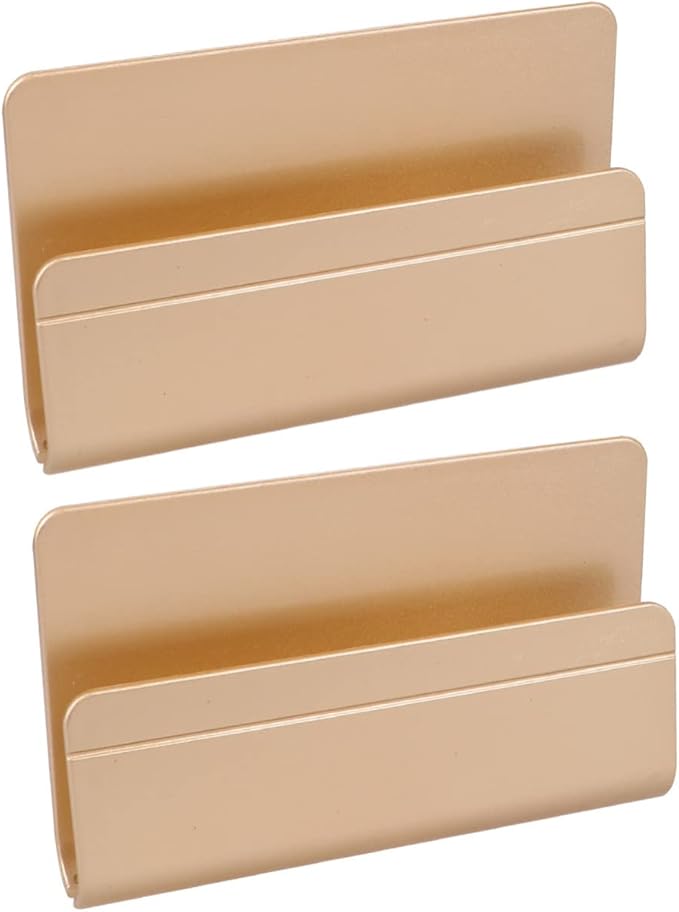 Golden Wall Mounted Phone Holder 2 Pack Strong Adhesive Home Office Decor Rack - Image 1
