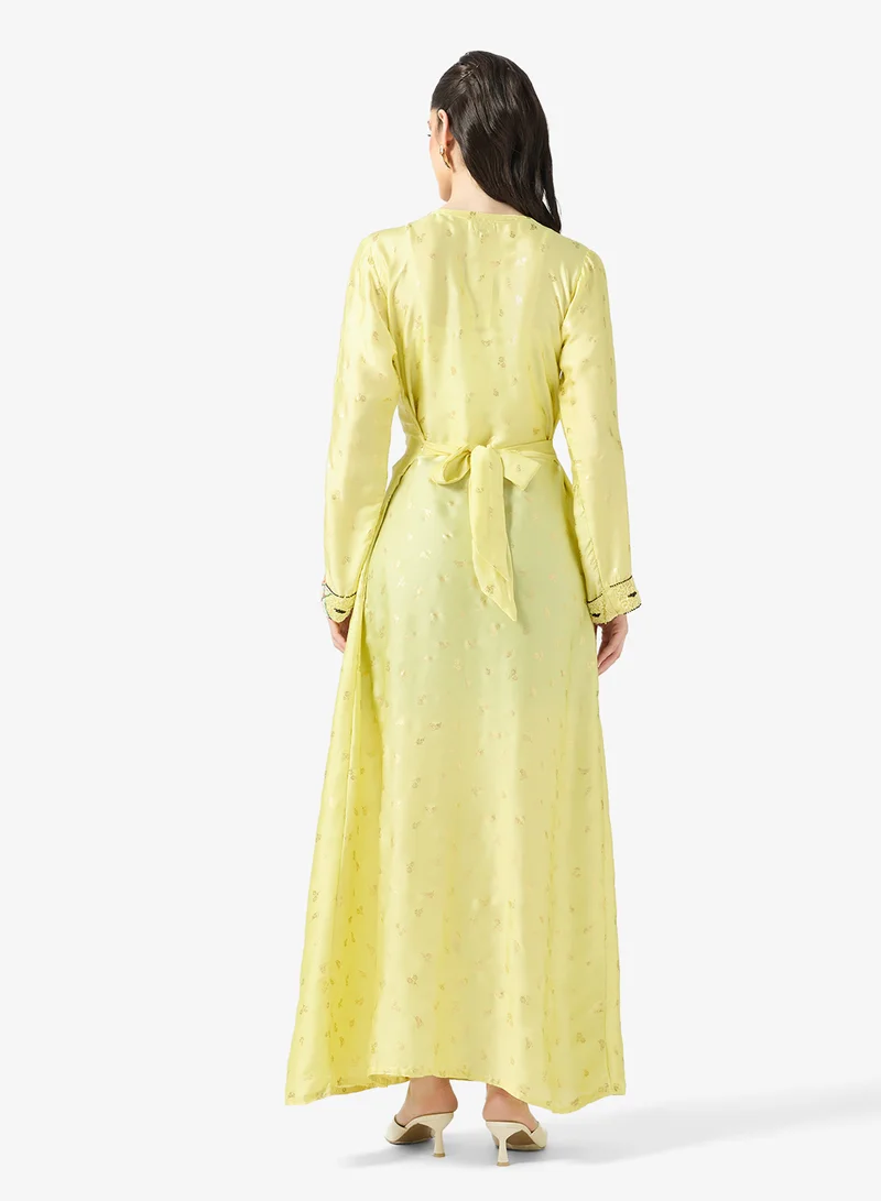 ARABIAN CLOSET Embellished Belted Jalabiya