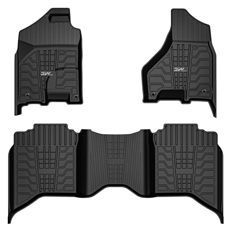 3W Floor Mats Fit for 20132018 Dodge Ram 150025003500 Crew Cab 20192024 Dodge Ram 1500 Classic Crew Cab All Weather TPE Custome Fit Accessroies Floor Liner for Ram Full Set Car Mats