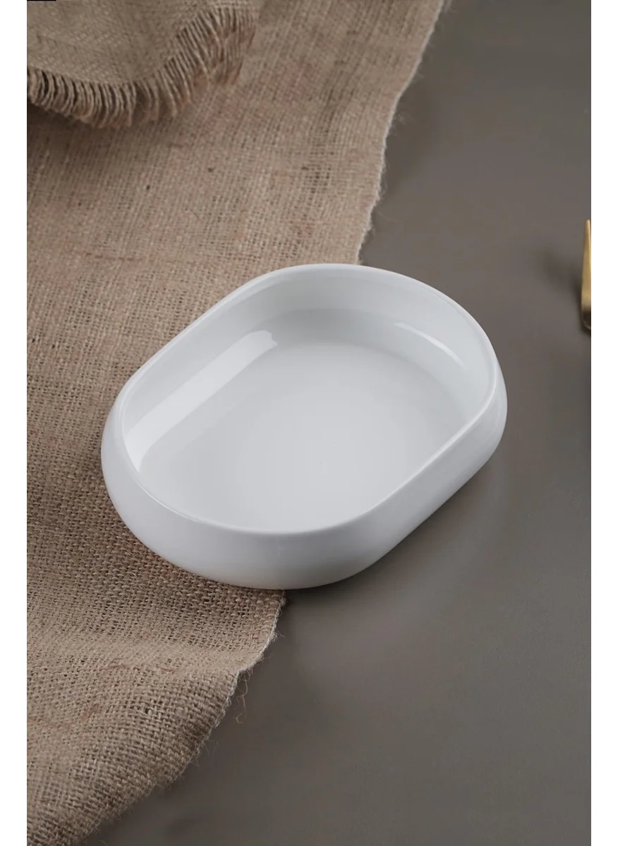 أكار Bianco Perla Porcelain Boat Plate - 13.2 cm