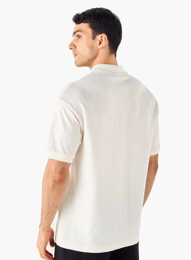 Iconic Iconic Textured Polo T-shirt with Short Sleeves