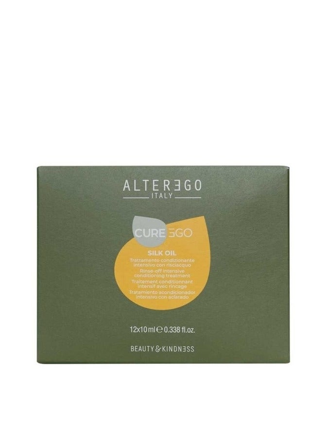 Alter Ego Italy Alter Ego Cureego Silk Oil Illuminating Hair Treatment – 12x10ML | Anti-Frizz Leave-In Serum for Shiny, Silky & Manageable Hair | Nourishing Formula for Dry, Unruly Hair - Image 1