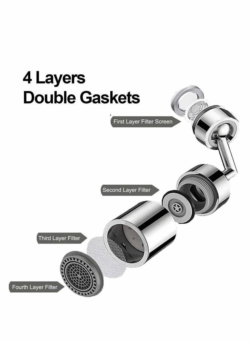 Excefore Splash Filter Faucet Universal 720° Rotatable Faucet Sprayer Head Oxygen Enriched Foam with 2 Water Outlet Modes 4 Layer Net Filter - Image 3