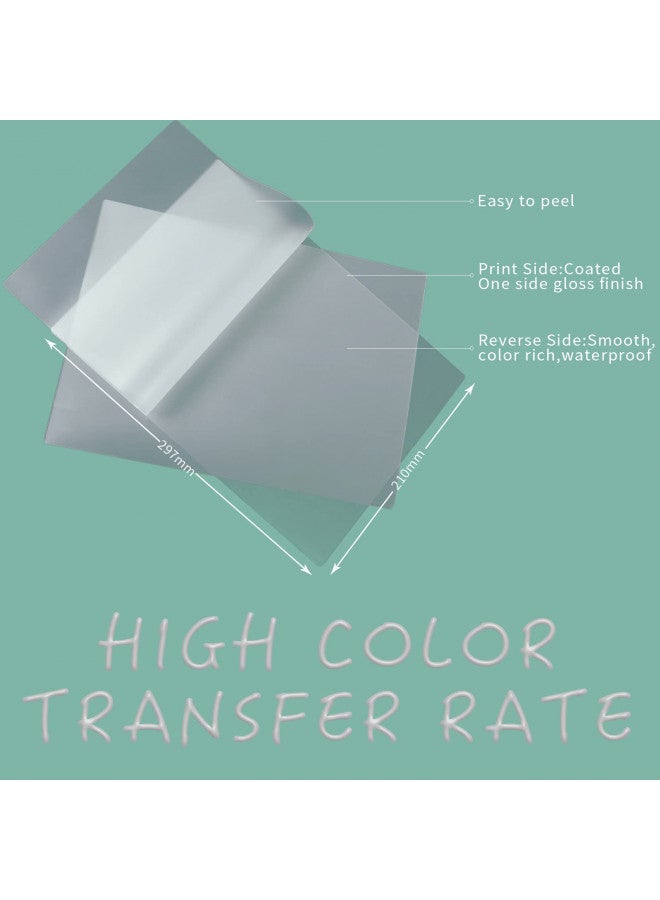 Welacer 100 Sheets DTF Transfer Film Paper A3 Double Sided Thick Clear Pretreat Sheets, PET Heat Transfer Paper for Epson Inkjet Printer DTG Printer Direct Print On T Shirts Textile - Image 4