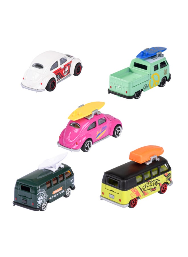 Majorette Volkswagen 5 Diecast Giftpack, 5 Officially Licensed VW Model Cars, 1:64 Scale Metal Toy Vehicles with Freewheel, Suspension, Opening Parts and Accessories, 7.5 cm, Ages 3+ - Image 2