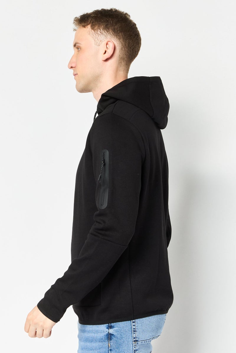 Celio Men Long Sleeve Solid Hoodie, Black - Image 3