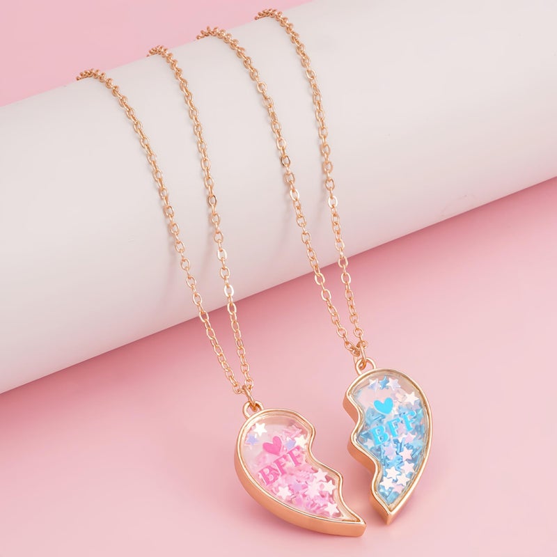 DOYYCA Best Friend Necklace Gifts Matching Locket Heart BFF Friendship Necklace for 2 (Pink Blue) - Image 5