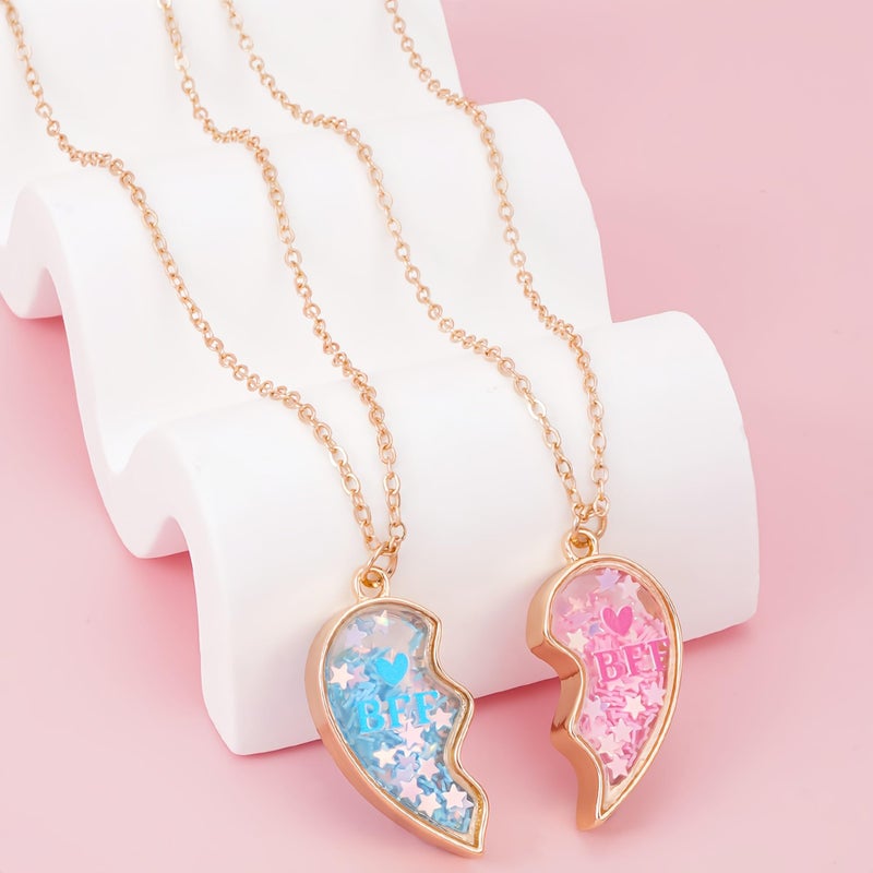 DOYYCA Best Friend Necklace Gifts Matching Locket Heart BFF Friendship Necklace for 2 (Pink Blue) - Image 4