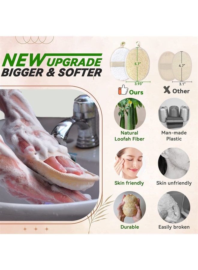 2 Packs Natural Loofah Exfoliating Back Scrubber & Exfoliating Sponge Pad Set for Shower (Large), Loofah Sponge Pads Bath Shower Scrubber for Women, Luffa Scrubber to Deep Clean - Image 3