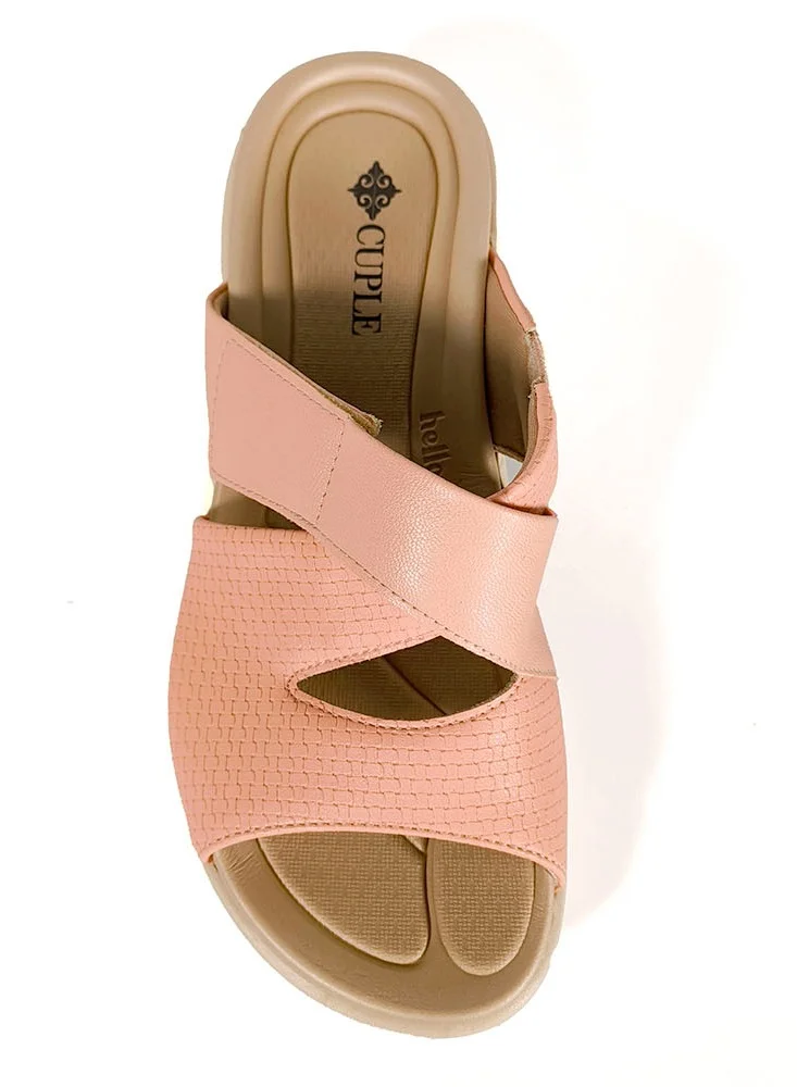 Cuple Comfort cross strap slide  Flat Sandals