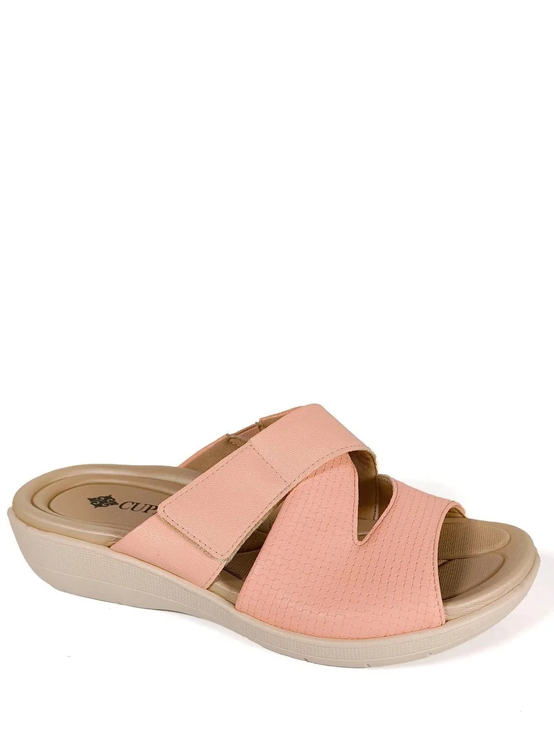 كابلي صندل مسطح منزلق مريح بتصميم متقاطع الأشرطة