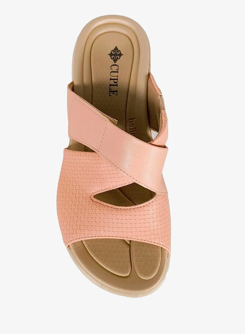 Cuple Rose Comfort cross strap slide  Flat Sandals for Women | Best Price UAE