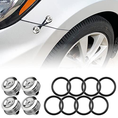 Rolling Gears JDM Bumper Quick Release Front Rear Bumper Fasteners 4 Piece Silver 8 x ORing