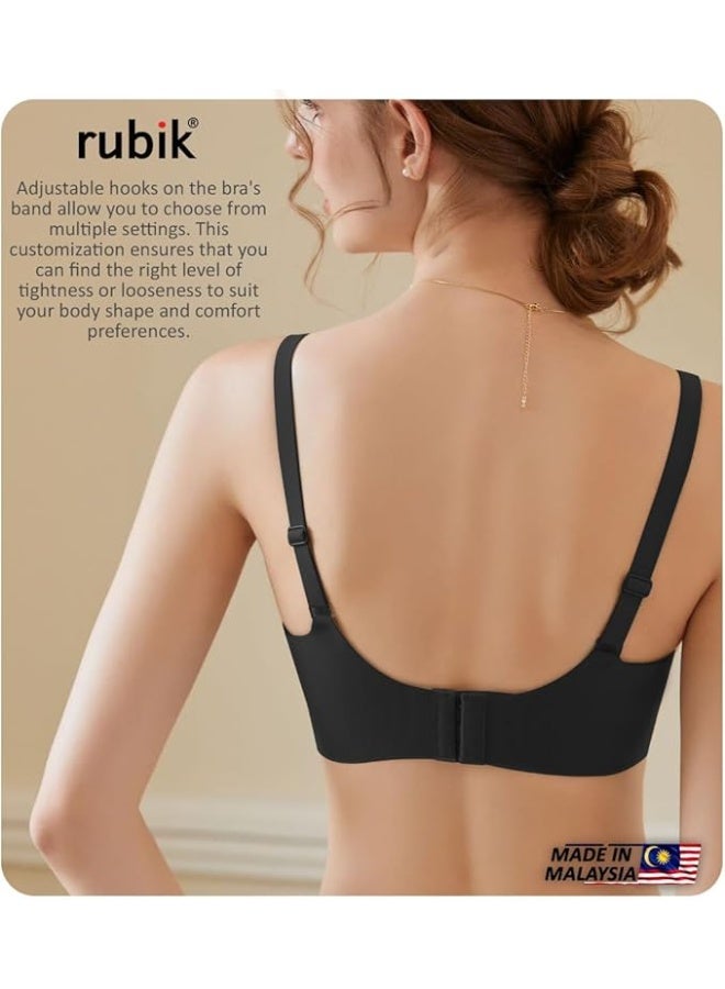Rubik Seamless Paded Sports Bra Non Wired, Extreemly Comfortable For Yoga Gym Training Running Workout Fitness (Medium, Black) - Image 2