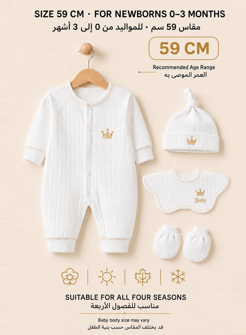SQ Kids 18 PCS Newborn Baby Gift Set, 100% Cotton Crown-Themed Baby Clothes & Accessories with Blanket, Complete Layette Gift Box for Boys & Girls, 0-3 Months, Four Seasons - Image 5