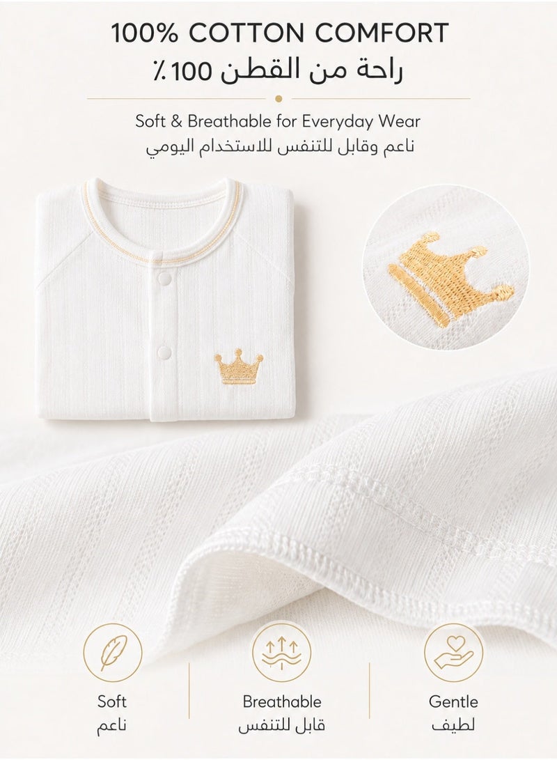 SQ Kids 18 PCS Newborn Baby Gift Set, 100% Cotton Crown-Themed Baby Clothes & Accessories with Blanket, Complete Layette Gift Box for Boys & Girls, 0-3 Months, Four Seasons - Image 3