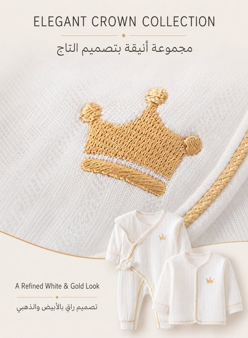 SQ Kids 18 PCS Newborn Baby Gift Set, 100% Cotton Crown-Themed Baby Clothes & Accessories with Blanket, Complete Layette Gift Box for Boys & Girls, 0-3 Months, Four Seasons - Image 4