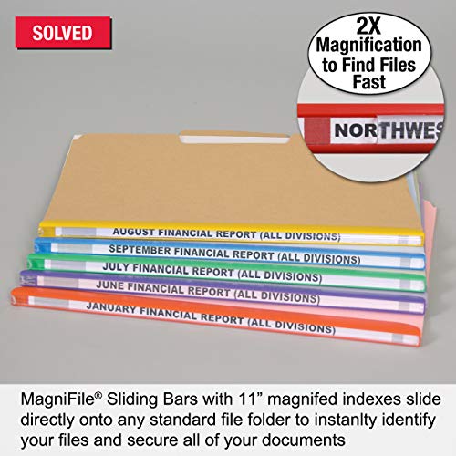 Ultimate Office MagniFile® Sliding Bars Bind and Index Any Standard File Folder or Loose Pages Up to 65 Sheets. Secure Your Documents and Find Files Fast! (Set of 10, Assorted Colors) - Image 3
