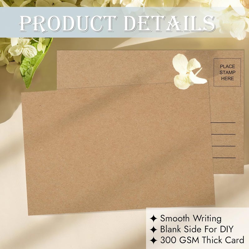 Coidea Blank Postcards for Mailing, 80 Post Cards for Mailing, 300 GSM Kraft 4 x 6 inches Cardstock Paper Mailable Printable Postcards Bulk for Birthday, Thank You, Business Postcards - Image 3