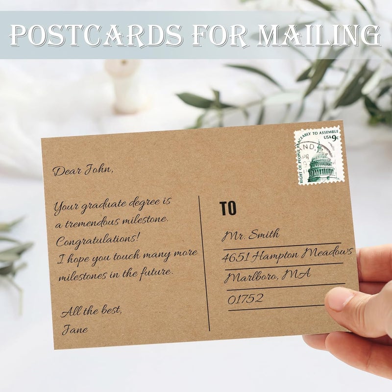 Coidea Blank Postcards for Mailing, 80 Post Cards for Mailing, 300 GSM Kraft 4 x 6 inches Cardstock Paper Mailable Printable Postcards Bulk for Birthday, Thank You, Business Postcards - Image 5