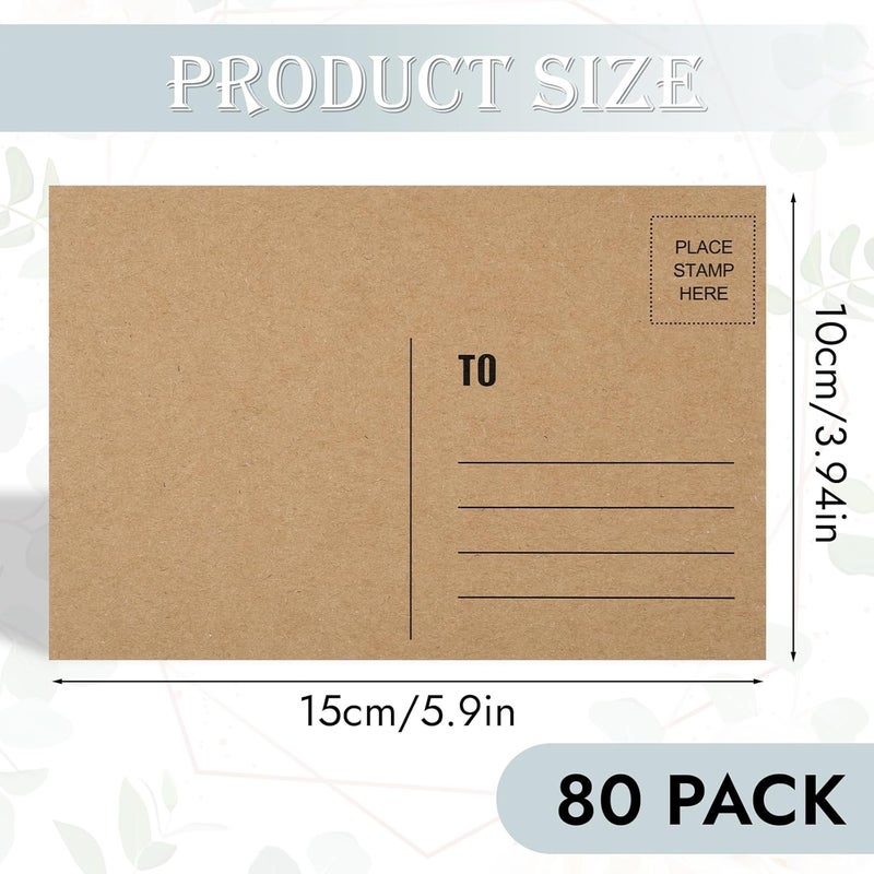 Coidea Blank Postcards for Mailing, 80 Post Cards for Mailing, 300 GSM Kraft 4 x 6 inches Cardstock Paper Mailable Printable Postcards Bulk for Birthday, Thank You, Business Postcards - Image 2