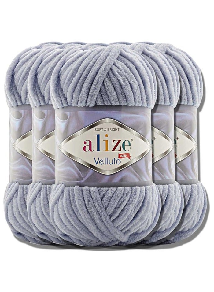 Alize Soft Chenille Veloto Turkish Baby Yarn, Extra Bulky, for Crochet and Tassels, Lamigurumi XXL Ball/Weight 100g/Thickness 340mm, 5 Pieces - Charcoal Gray 87