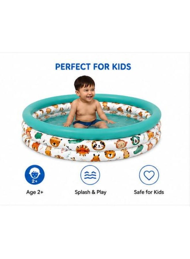 Safari Pals Kiddie Pool Inflatable Kids Swimming Pool Portable PVC Baby Pool For Outdoor Garden Backyard Summer Water Play 40 x 10 Inch Multicolor - Image 4