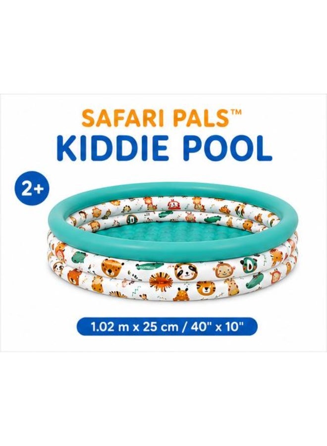 Safari Pals Kiddie Pool Inflatable Kids Swimming Pool Portable PVC Baby Pool For Outdoor Garden Backyard Summer Water Play 40 x 10 Inch Multicolor - Image 2