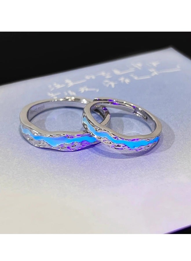 بيوند حلقات وعد الأزواج المضيئة، خاتم خطوبة من التيتانيوم المضاد للبهتان، مناسب كهدية للزوجين وخاتم زفاف (فضي) - Image 5