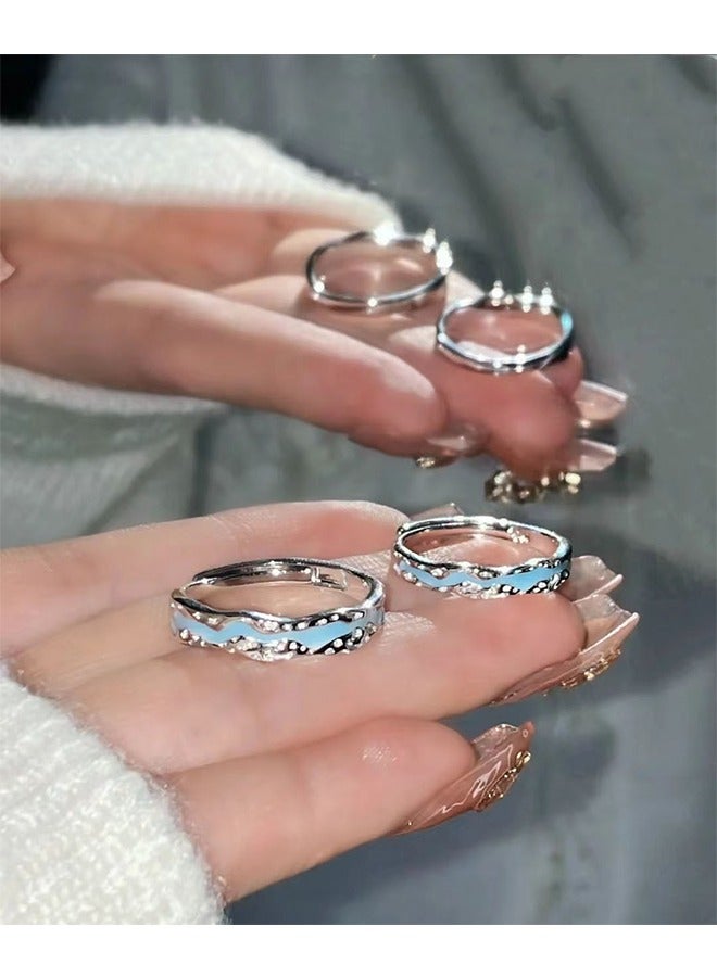 بيوند حلقات وعد الأزواج المضيئة، خاتم خطوبة من التيتانيوم المضاد للبهتان، مناسب كهدية للزوجين وخاتم زفاف (فضي) - Image 4