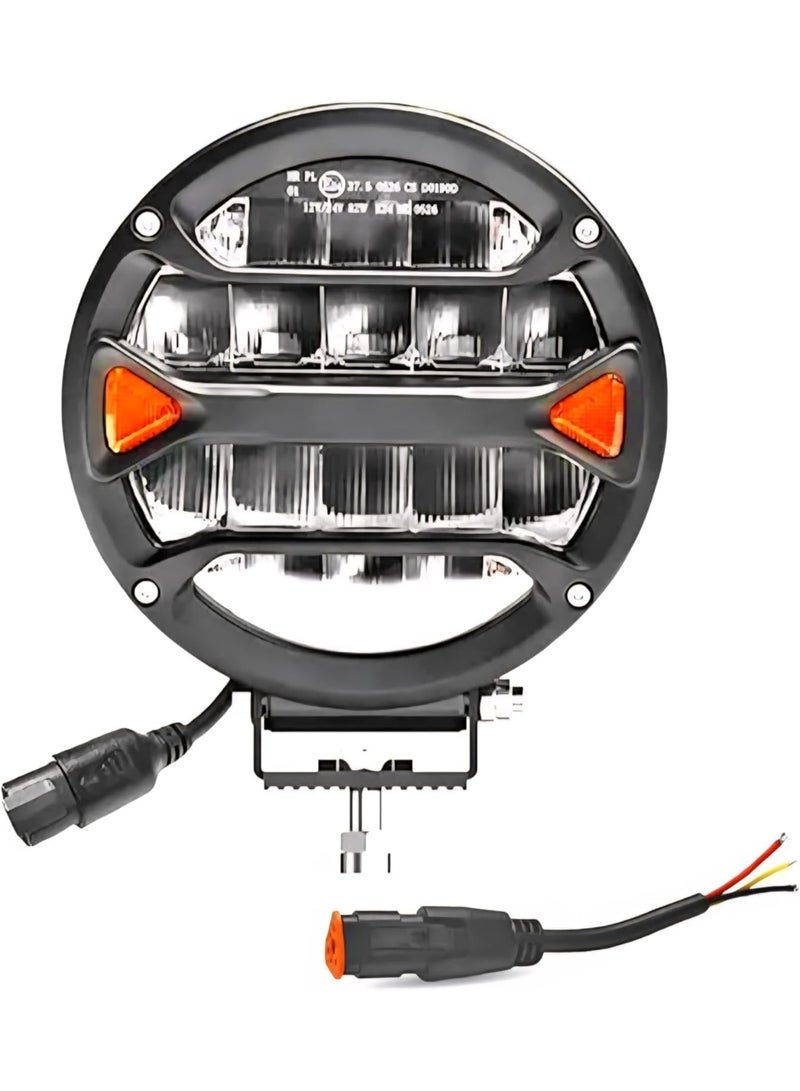 مصباح عمل LED دائري، أسود، مقاس 5 بوصات، للقيادة على الطرق الوعرة، بلمسة برتقالية، وشعاع ضوئي عالي الطاقة، وسلك توصيل 12 فولت - Image 1