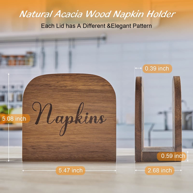 ALELION Napkin Holder for Table, ALELION Acacia Wooden Napkin Holders for Kitchen, Napkin Holder for Kitchen Dining Room Table Decor, Upright Wood Napkin Dispenser for Indoor & Outdoor Use - Image 2