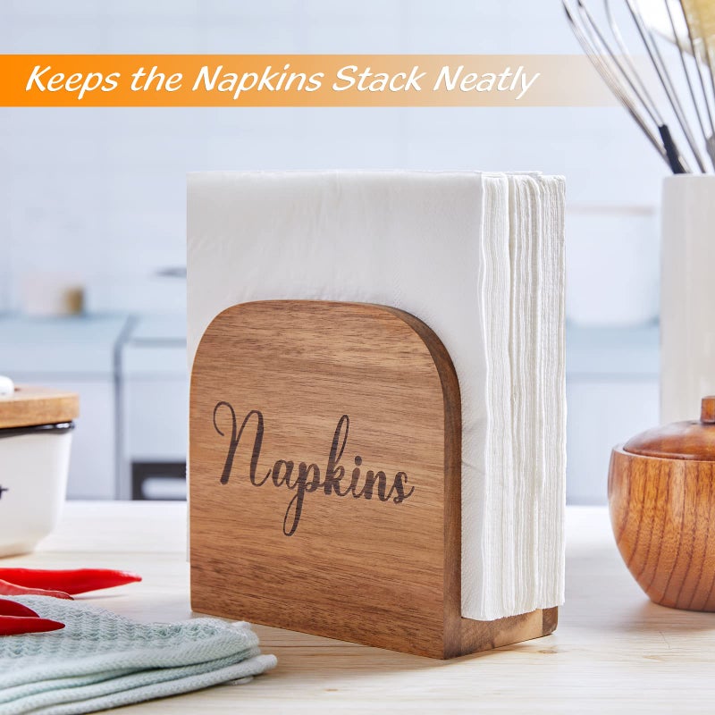 ALELION Napkin Holder for Table, ALELION Acacia Wooden Napkin Holders for Kitchen, Napkin Holder for Kitchen Dining Room Table Decor, Upright Wood Napkin Dispenser for Indoor & Outdoor Use - Image 5