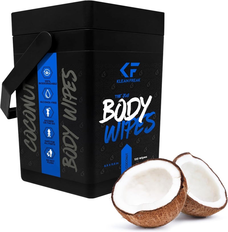Klean Freak Body Wipes - The Jug - Coconut, 120 Count - Image 1