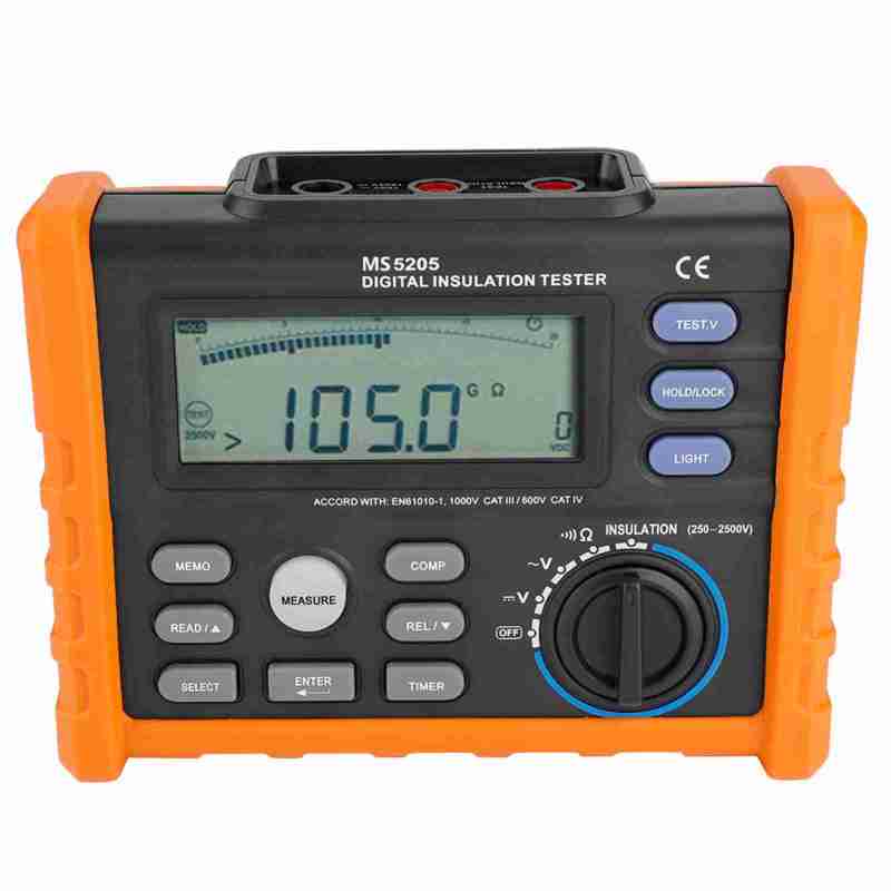 Digital Insulation Tester: 2500V Test Range, Automatic PI & DAR Calculation, Backlight Display - Auto Power Off, Value Freeze Function, Voltage & Continuity Tests for Electrical Maintenance Profession - Image 2
