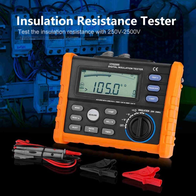 Digital Insulation Tester: 2500V Test Range, Automatic PI & DAR Calculation, Backlight Display - Auto Power Off, Value Freeze Function, Voltage & Continuity Tests for Electrical Maintenance Profession - Image 1