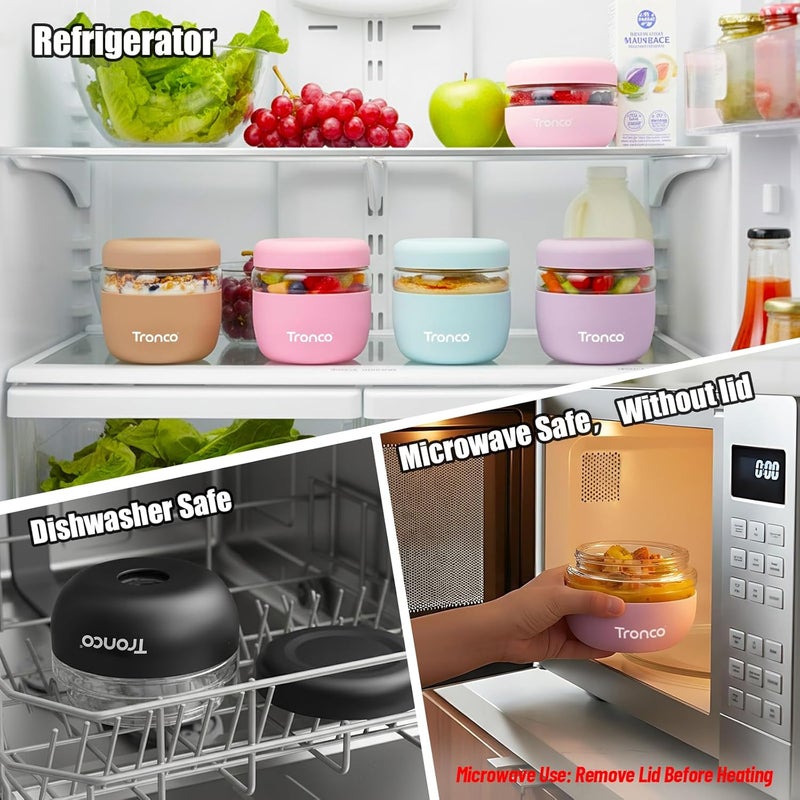 tronco 24 oz Glass Food Storage Containers with Lids, Airtight, Leak & Spill Proof Glass Lunch Bowls for Meal Prep, Salad, Yogurt, Soup & Stew, Microwave & Dishwasher Safe, BPA-Free, Set of 2 - Image 5