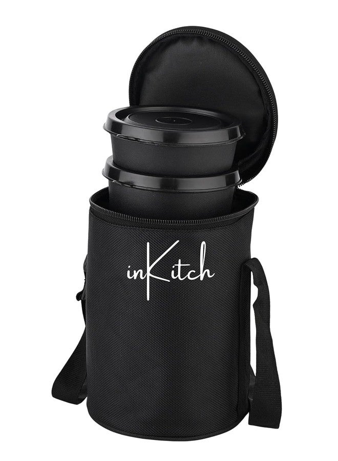 inKitch Premium Microwave Safe Lunch Box Set with Insulated Bag | Leakproof, Durable Food Containers for Office, School & Travel | Outer Plastic & Inner Stainless Steel (Black, Lunch Box) - Image 5