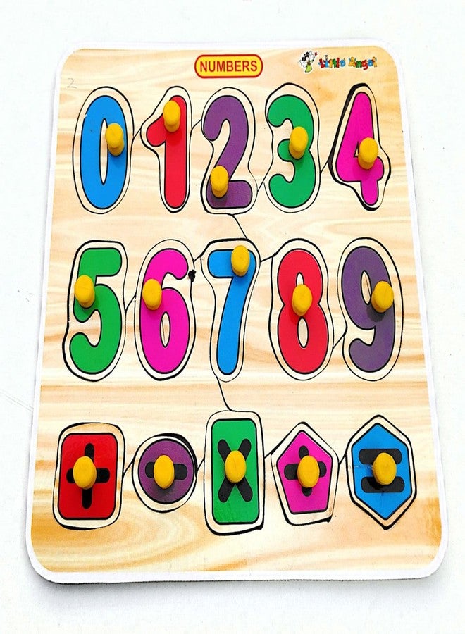 EL SMO woodwn 0-9 Number Puzzles with Picture Educational Board for Kids 0-9 Number Knob Early Educational Learning Wooden Puzzle Board for Kids Children Boys Girls - Image 1
