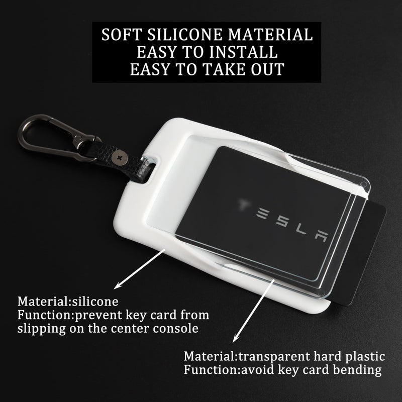 TANDRIVE 2PCS Silicone Key Card Holder Case Compatible with Tesla Model 3 Model Y Cybertruck and Rivianï¼ŒKey Protector Cover Accessories Including Key Chain, Black and White - Image 5