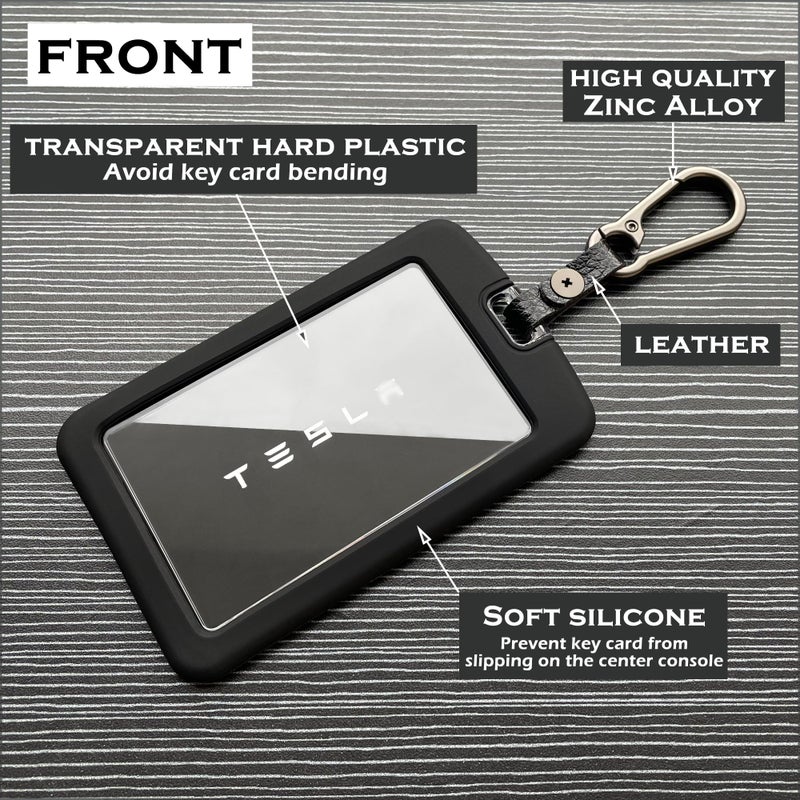 TANDRIVE 2PCS Silicone Key Card Holder Case Compatible with Tesla Model 3 Model Y Cybertruck and Rivianï¼ŒKey Protector Cover Accessories Including Key Chain, Black and White - Image 2